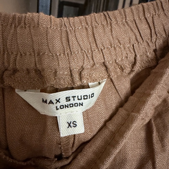 Max Studio Relaxed Drawstring Linen-Blend Pants in Brown - Picture 6 of 6